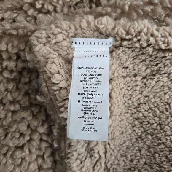 Pottery Barn Mushroom Fireside Cozy Sherpa Reversible Throw Blanket 50 x 60 - Picture 6 of 7